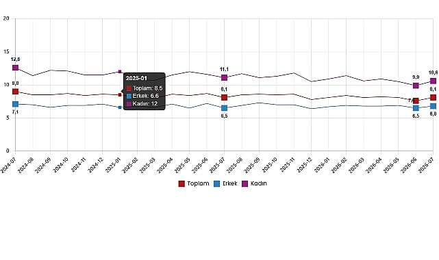 Temmuz 2026 İşsizlik %8,1'e Yükseldi